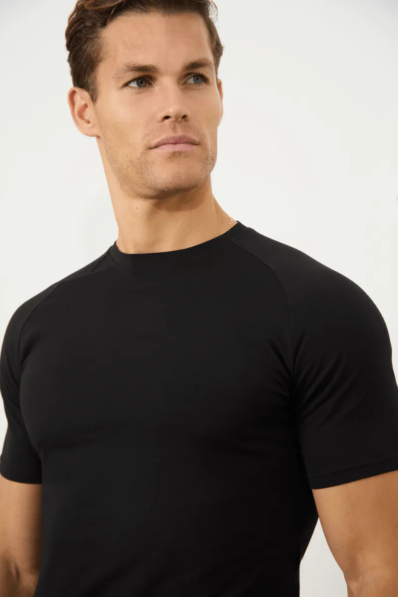 3 Pack Athletic Fit Crew Neck T-Shirt in Black