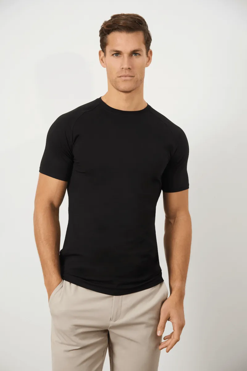 3 Pack Athletic Fit Crew Neck T-Shirt in Black