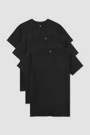 3 Pack Athletic Fit Crew Neck T-Shirt in Black