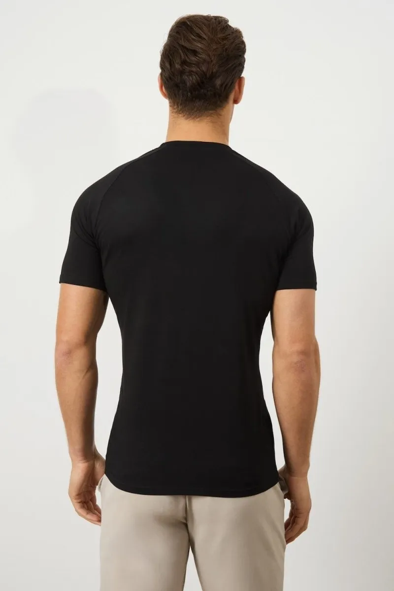 3 Pack Athletic Fit Crew Neck T-Shirt in Black