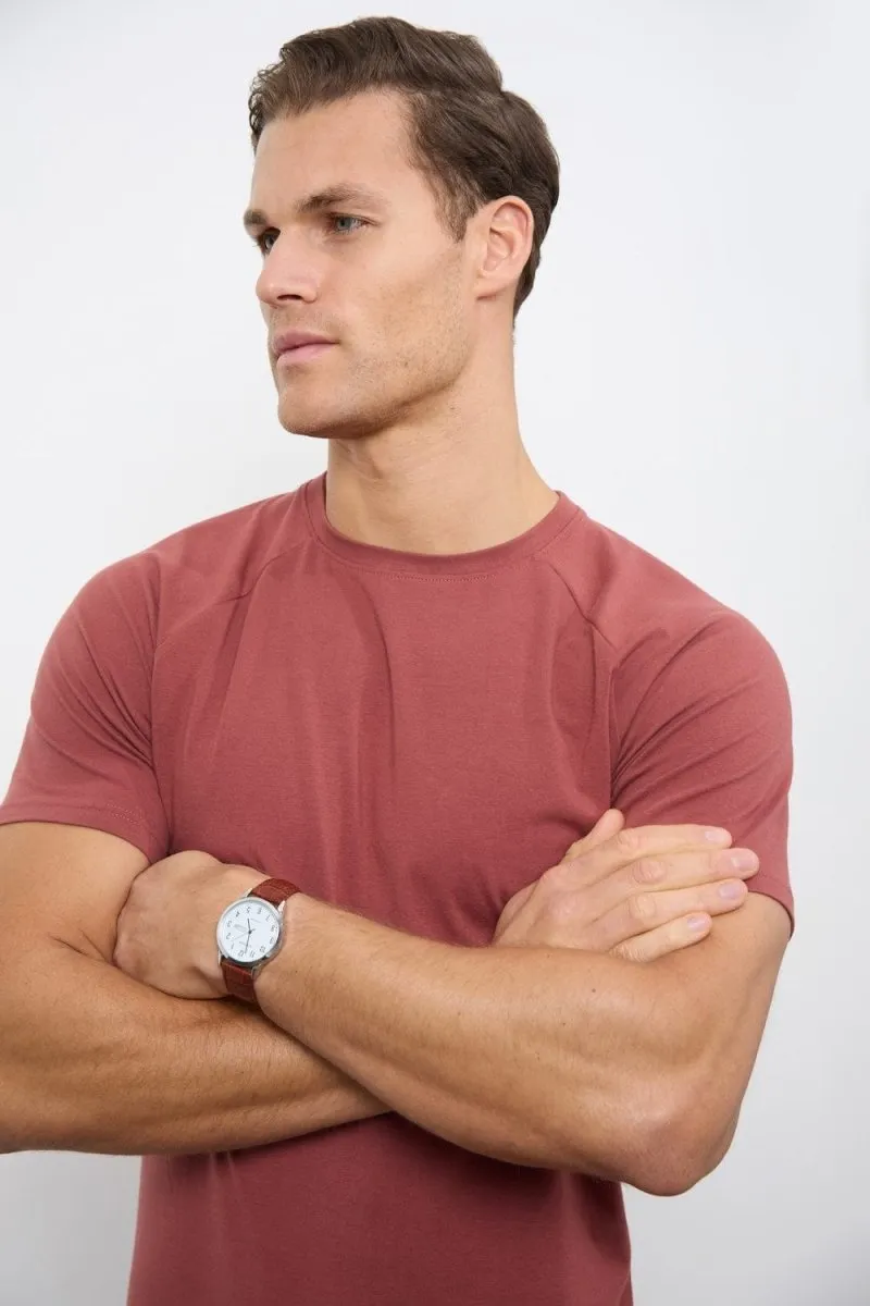 5 Pack Athletic Fit Crew Neck T-Shirt in Faded Terracotta/ Dusty Lilac/ Blue/ Sage/ Sand