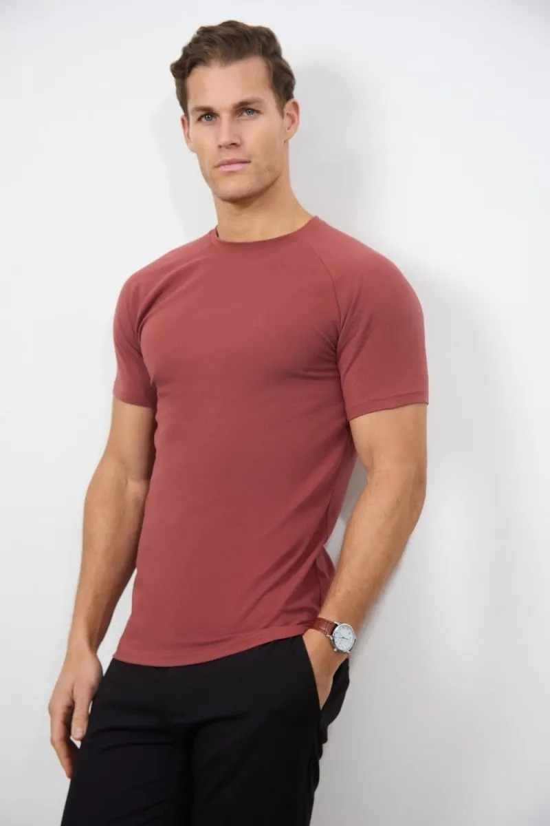 5 Pack Athletic Fit Crew Neck T-Shirt in Faded Terracotta/ Dusty Lilac/ Blue/ Sage/ Sand