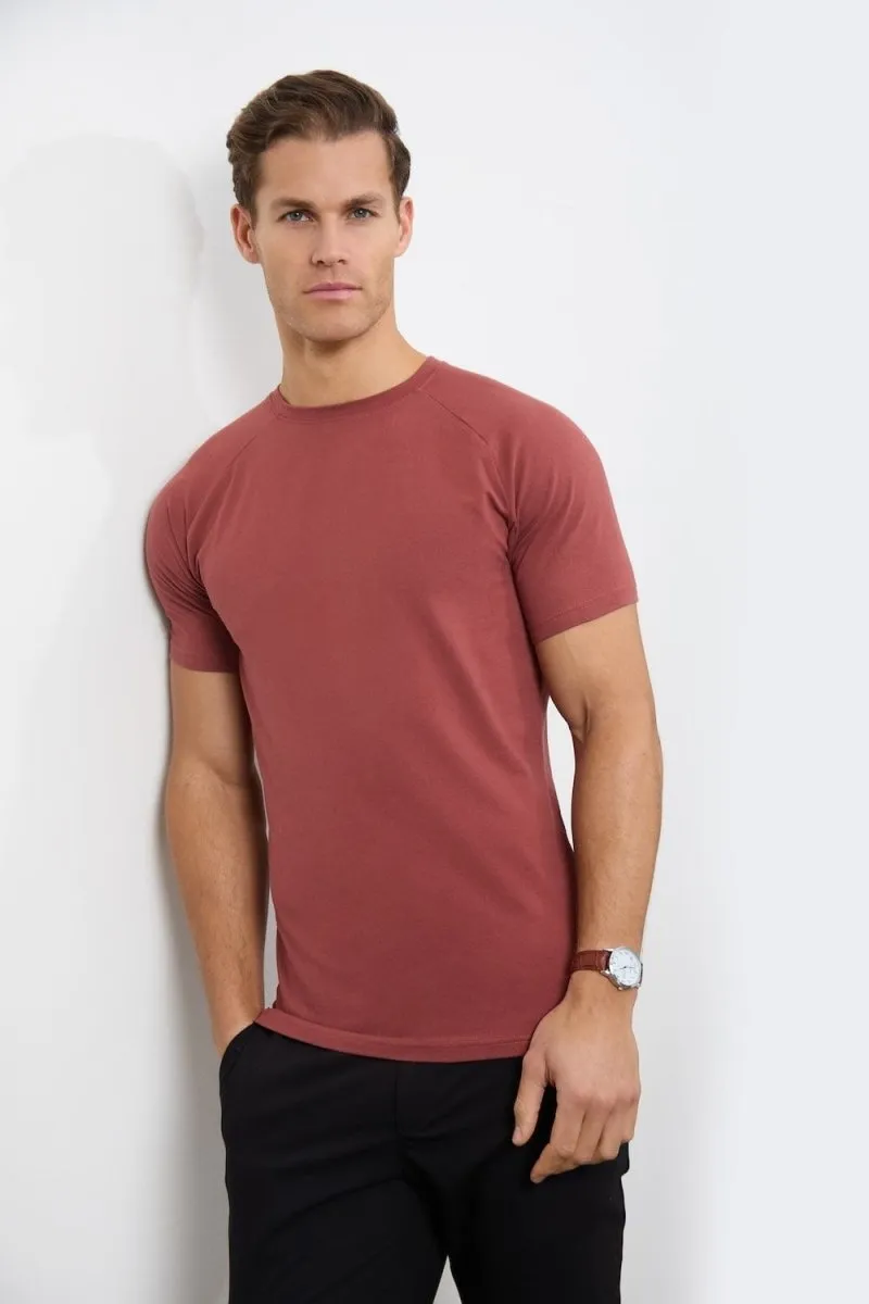 5 Pack Athletic Fit Crew Neck T-Shirt in Faded Terracotta/ Dusty Lilac/ Blue/ Sage/ Sand