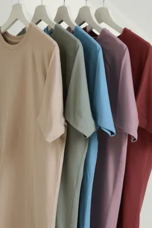 5 Pack Athletic Fit Crew Neck T-Shirt in Faded Terracotta/ Dusty Lilac/ Blue/ Sage/ Sand