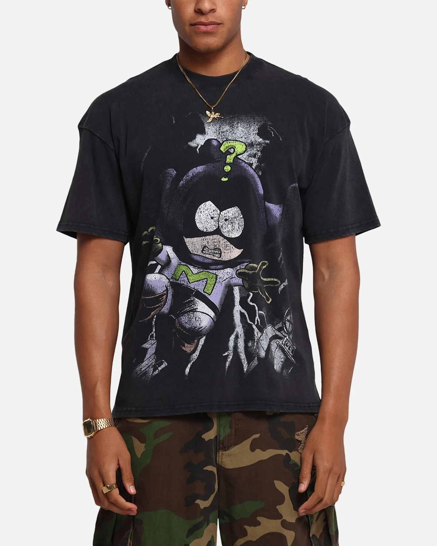 73 Studio X Cartoon Network South Park Mysterion Vintage T-Shirt Black Acidwash