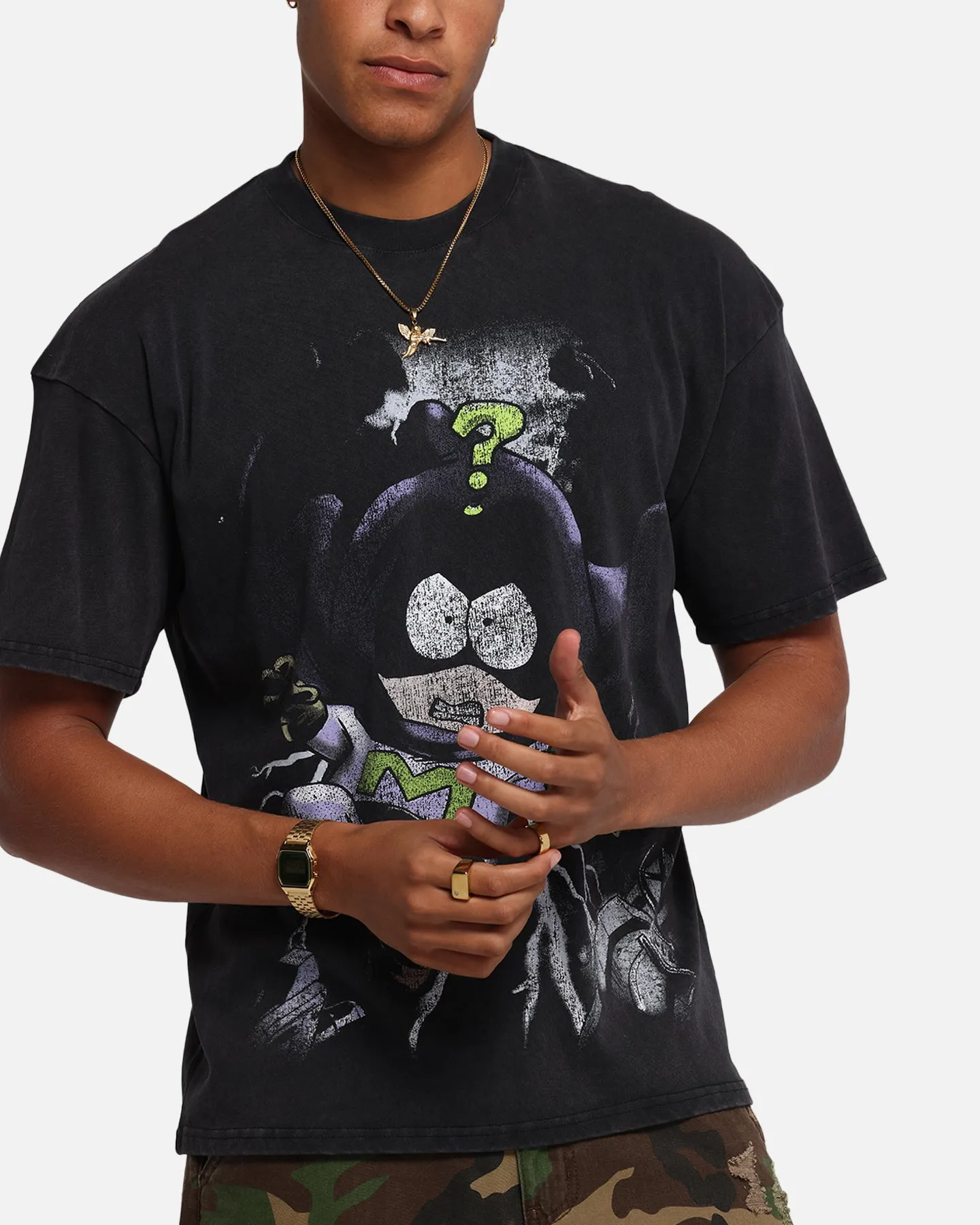 73 Studio X Cartoon Network South Park Mysterion Vintage T-Shirt Black Acidwash