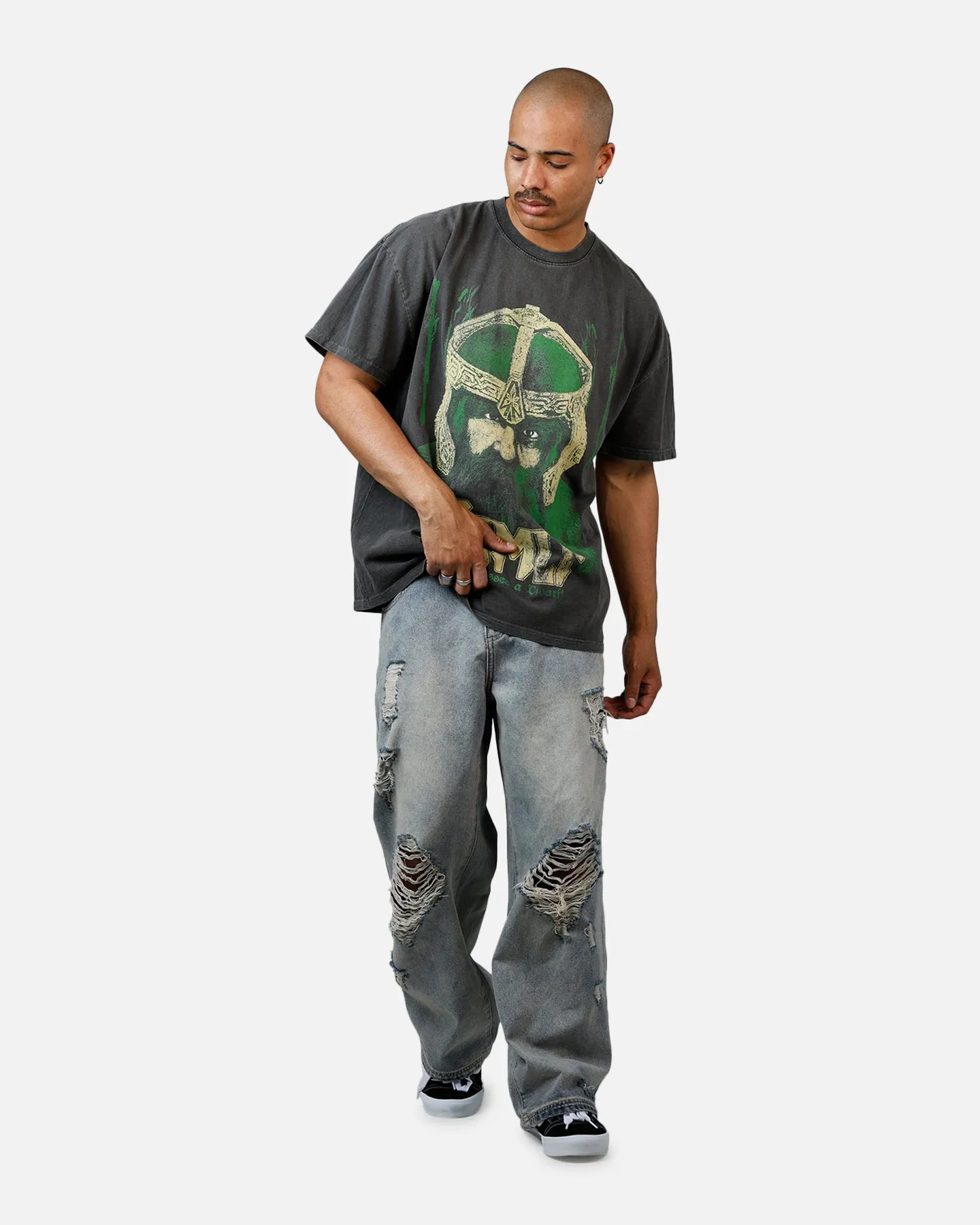 American Thrift X Lord Of The Rings Gimli Toss Heavyweight T-Shirt Black Wash