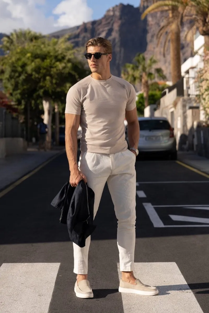 Athletic Fit Crew Neck T-Shirt in Sand