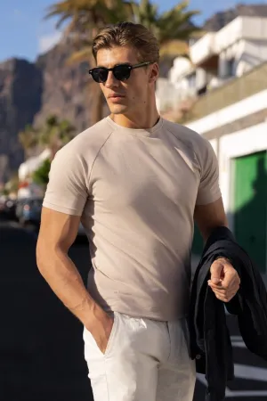 Athletic Fit Crew Neck T-Shirt in Sand
