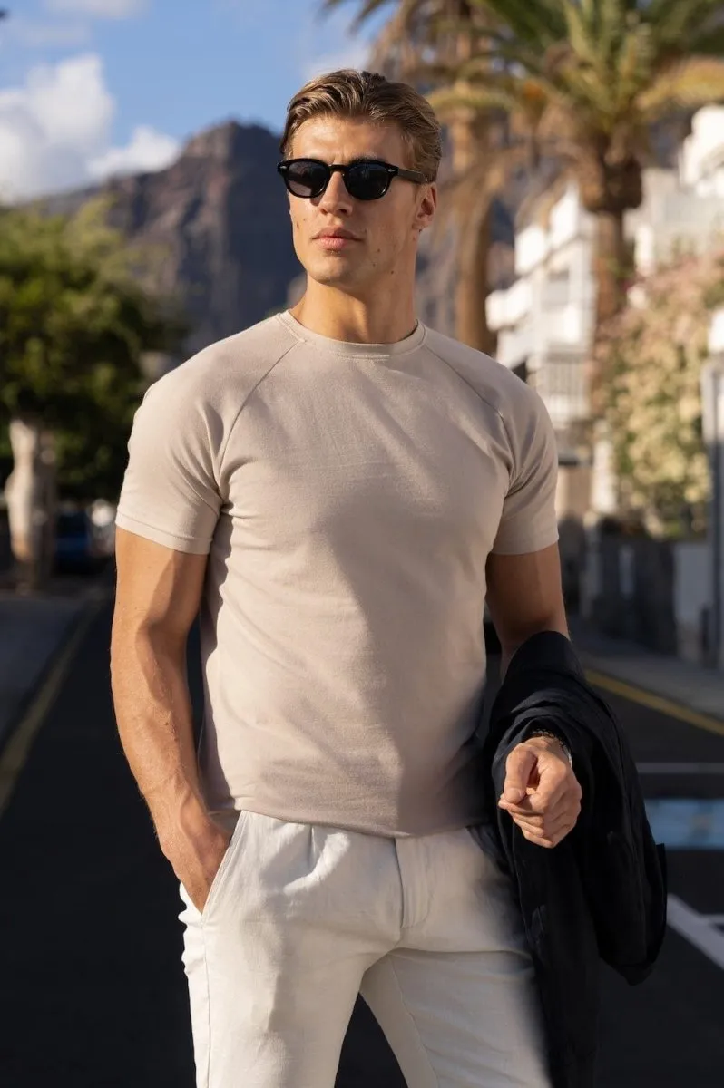 Athletic Fit Crew Neck T-Shirt in Sand