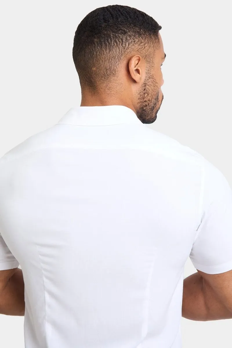 Athletic Fit Viscose Shirt in White