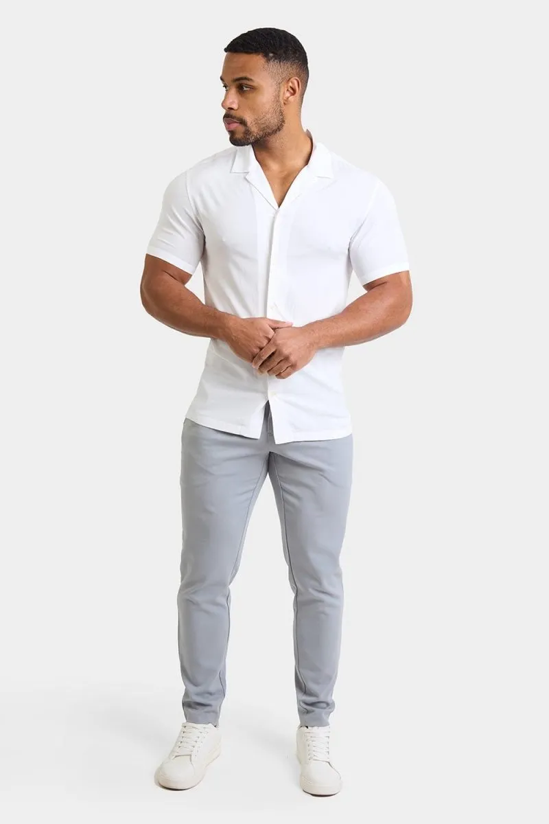 Athletic Fit Viscose Shirt in White