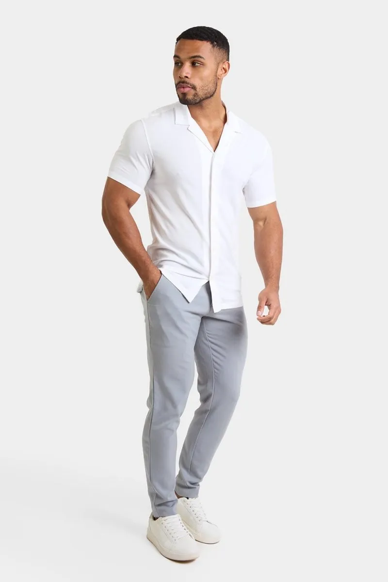 Athletic Fit Viscose Shirt in White
