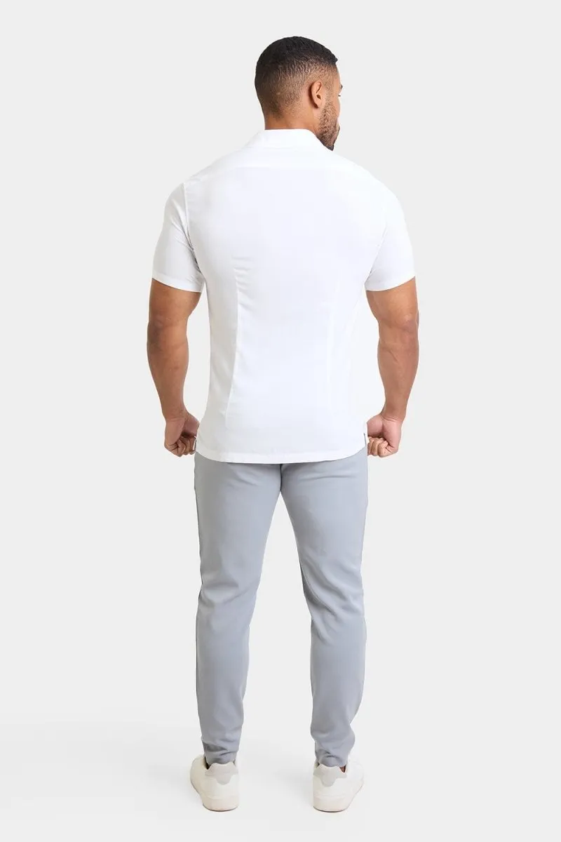 Athletic Fit Viscose Shirt in White