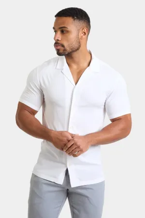 Athletic Fit Viscose Shirt in White