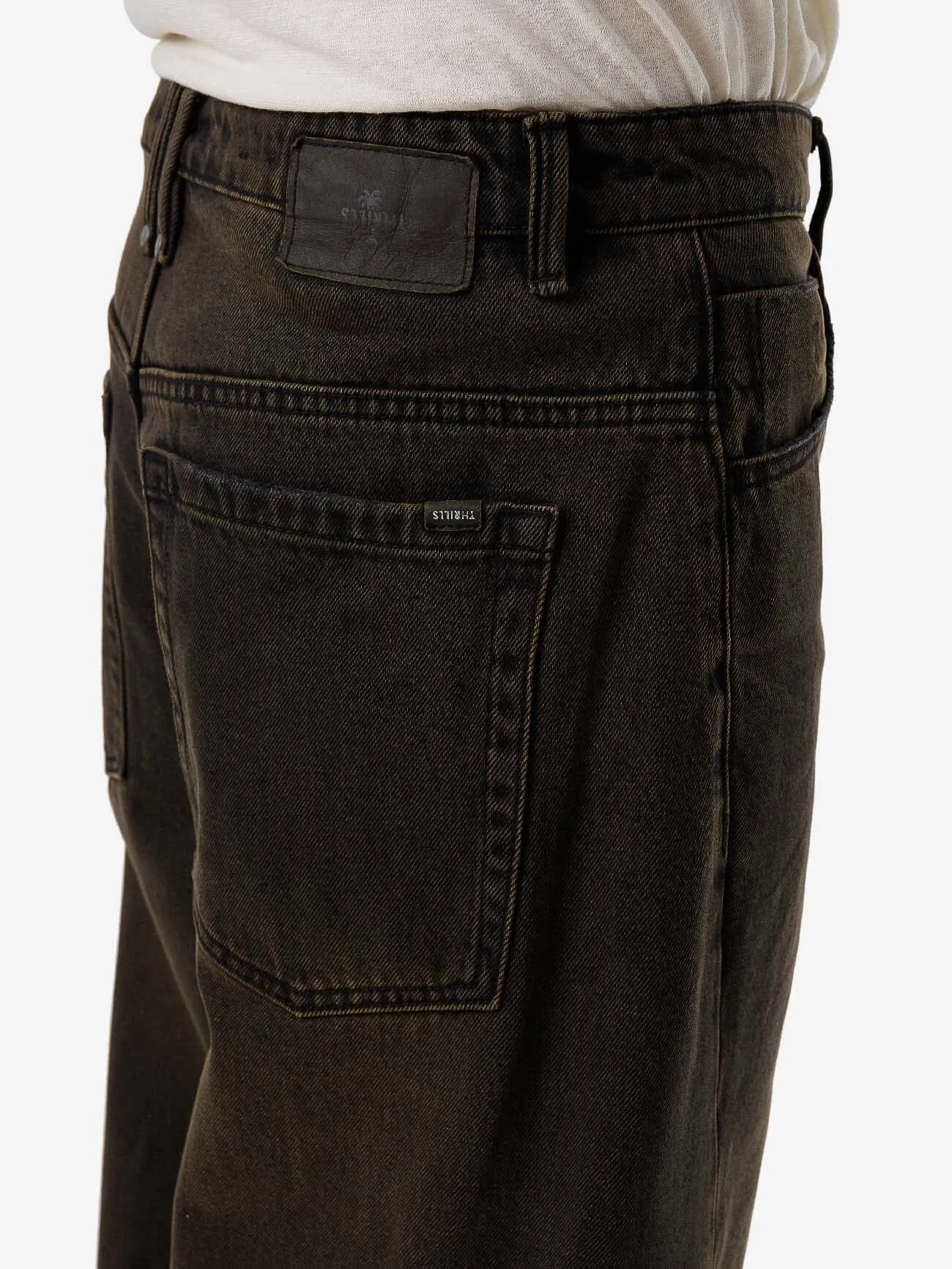Barrel Leg Balloon Baggy Denim Jean - Dirty Olive Black