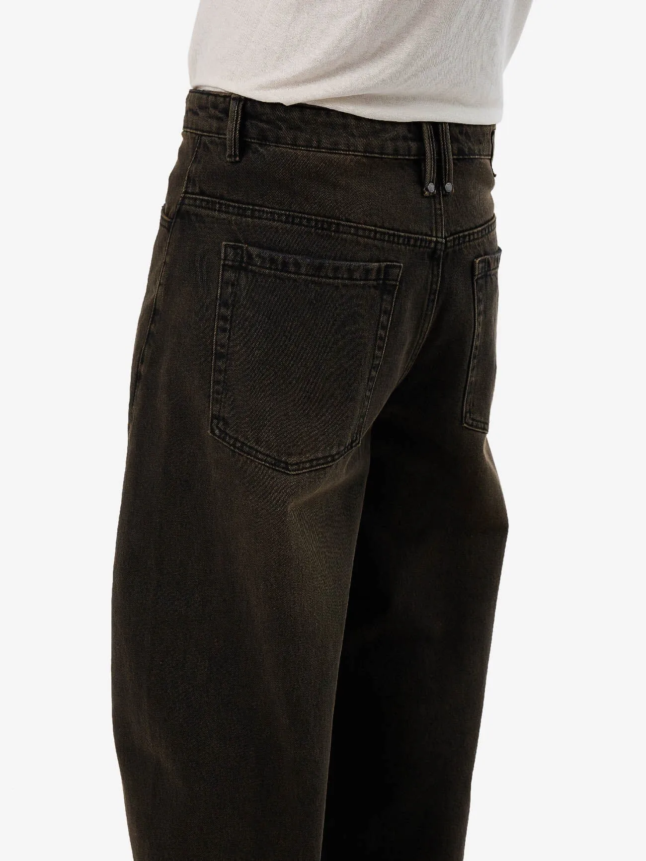 Barrel Leg Balloon Baggy Denim Jean - Dirty Olive Black