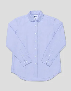 BLUE ENZYME-WASHED OXFORD SPREAD COLLAR SHIRT