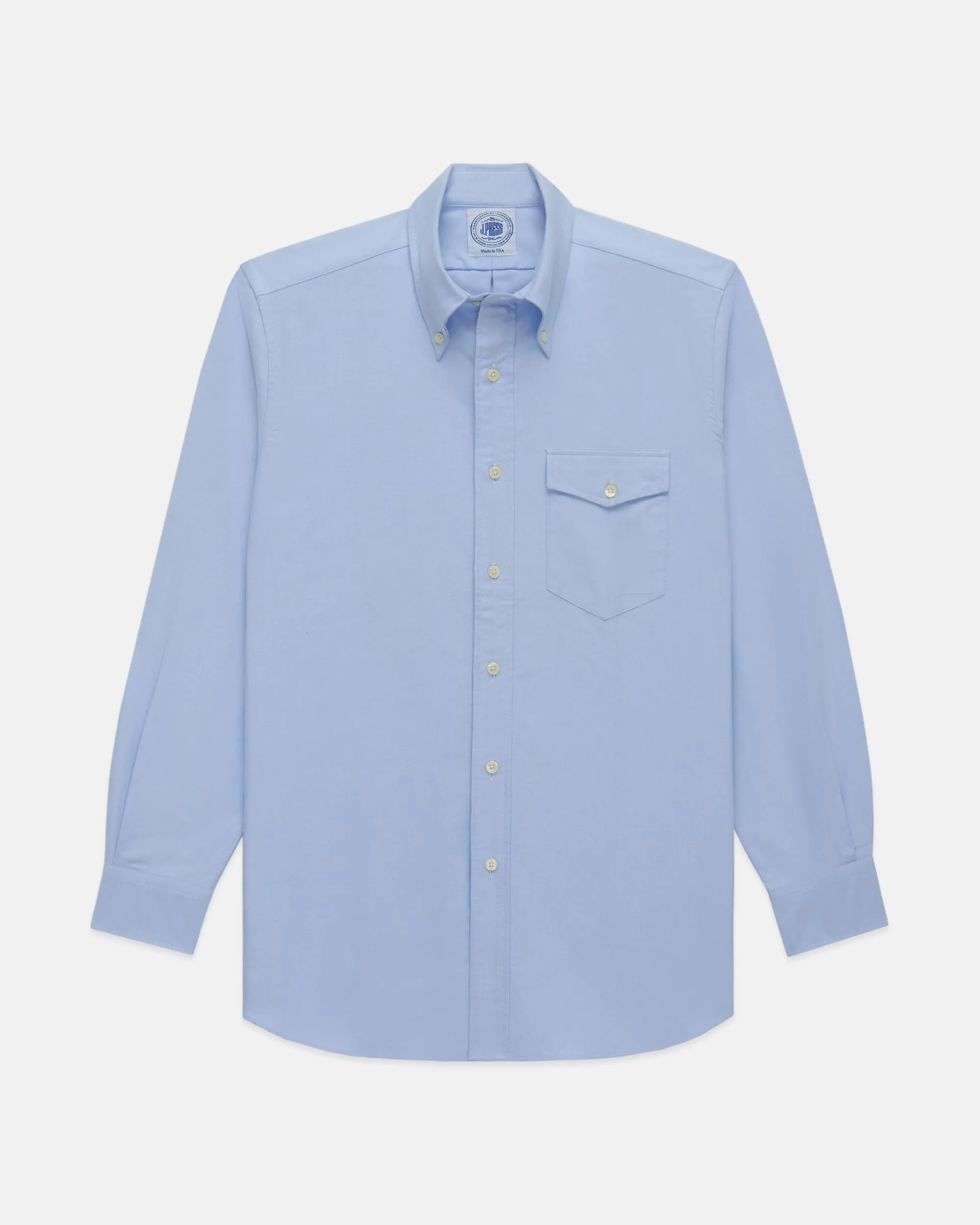 BLUE OXFORD BUTTON DOWN SHIRT - FLAP POCKET - TRIM FIT