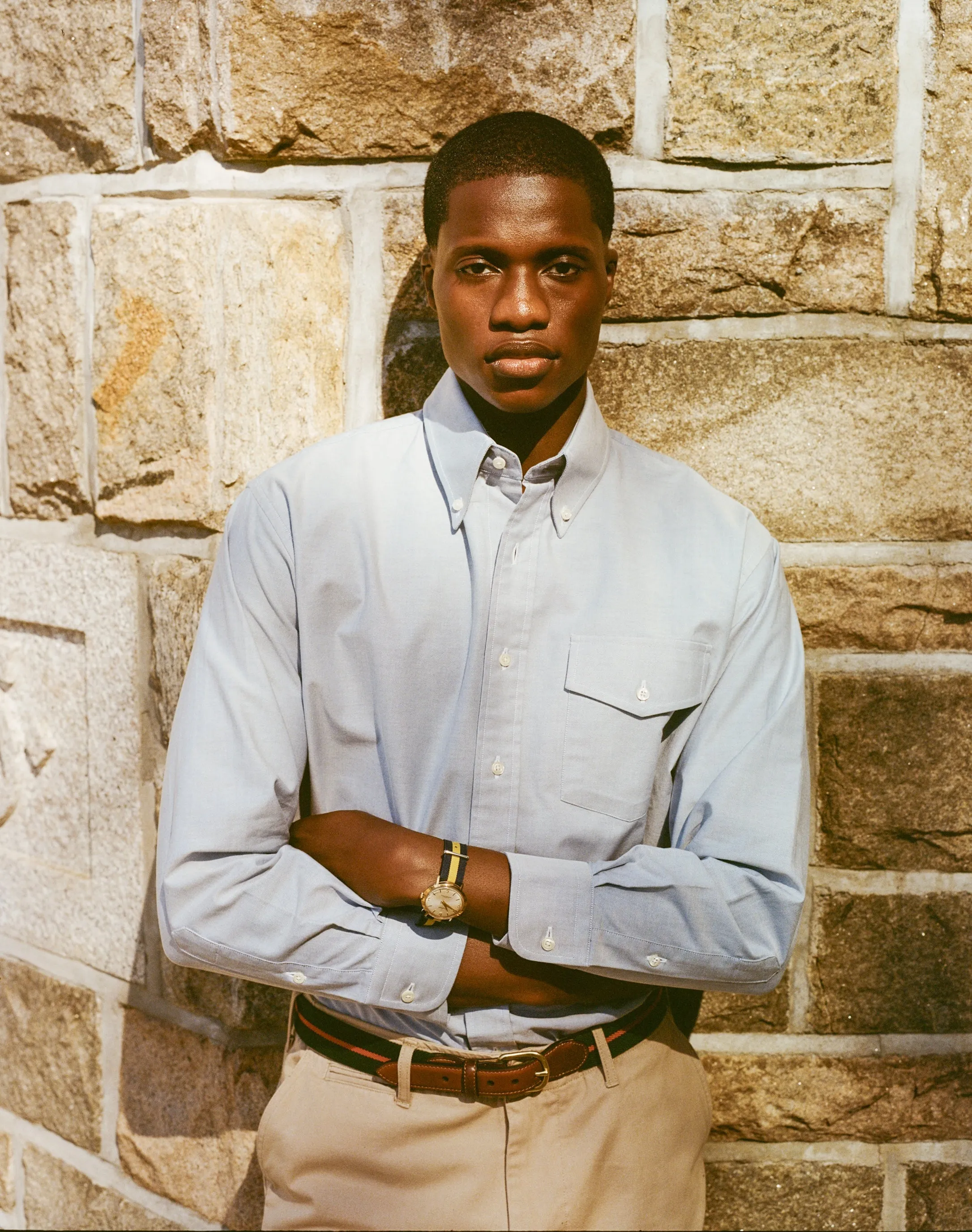 BLUE OXFORD BUTTON DOWN SHIRT - FLAP POCKET - TRIM FIT