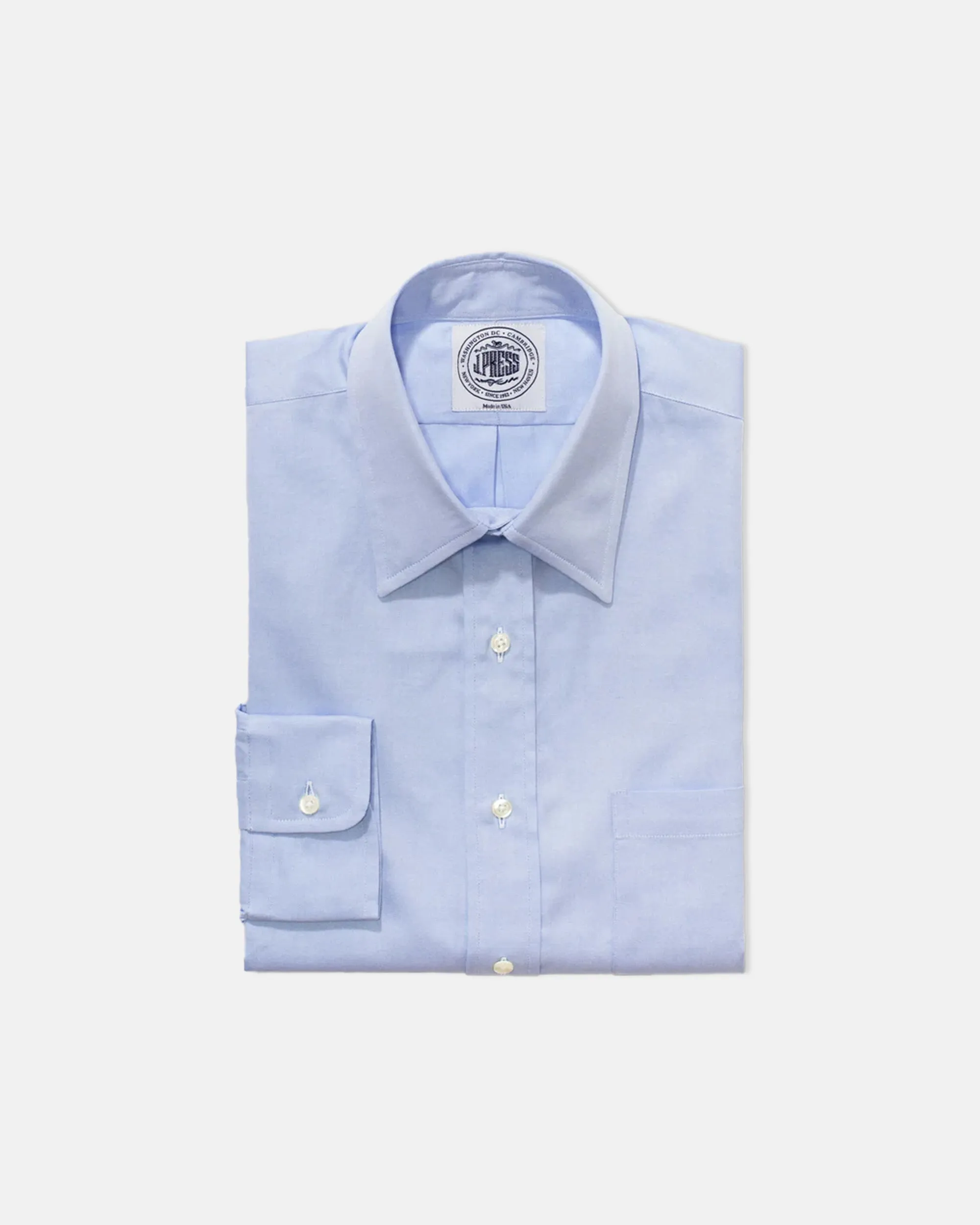 BLUE PINPOINT POINT COLLAR DRESS SHIRT