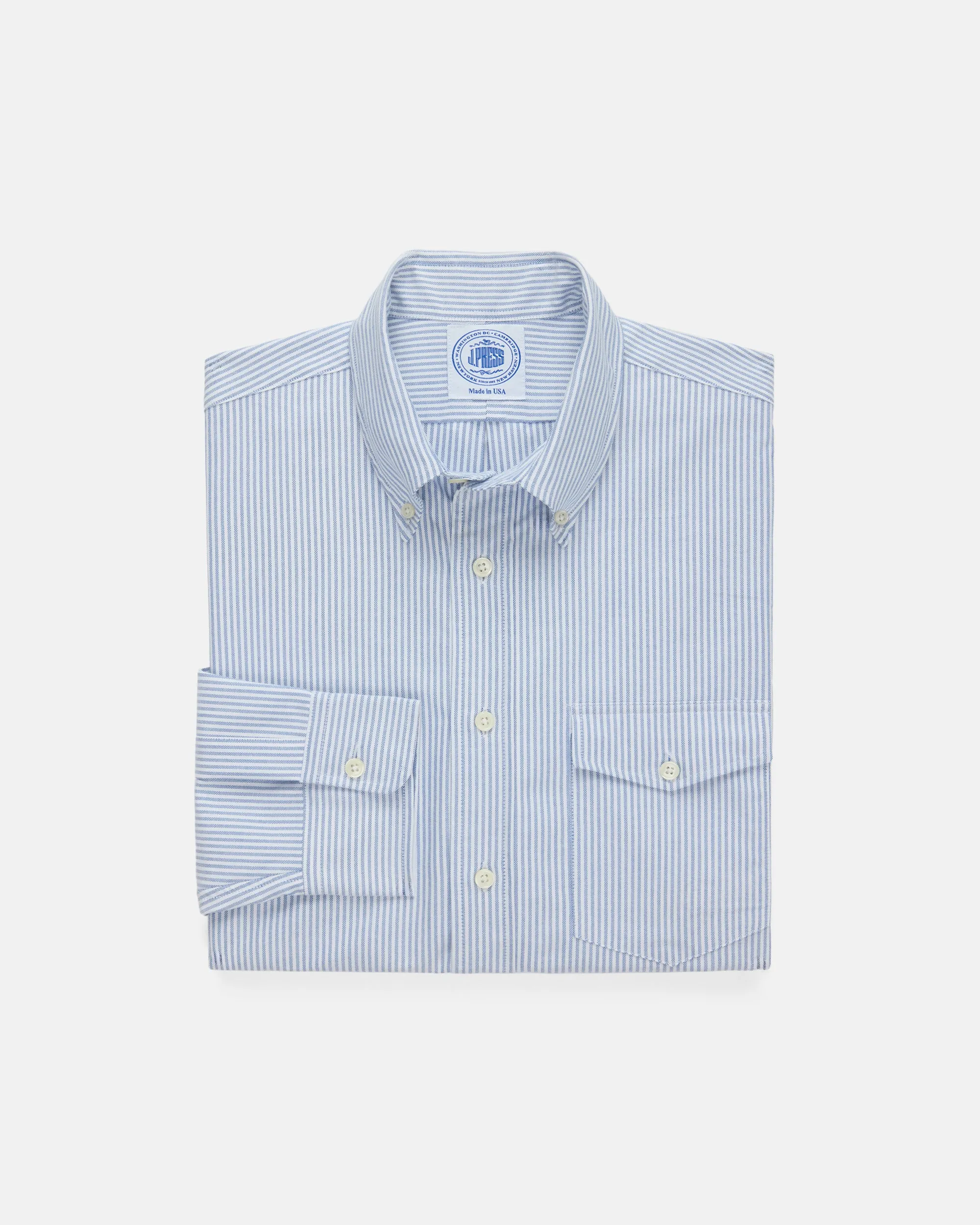 BLUE UNIVERSITY STRIPE OXFORD SHIRT - FLAP POCKET - TRIM FIT
