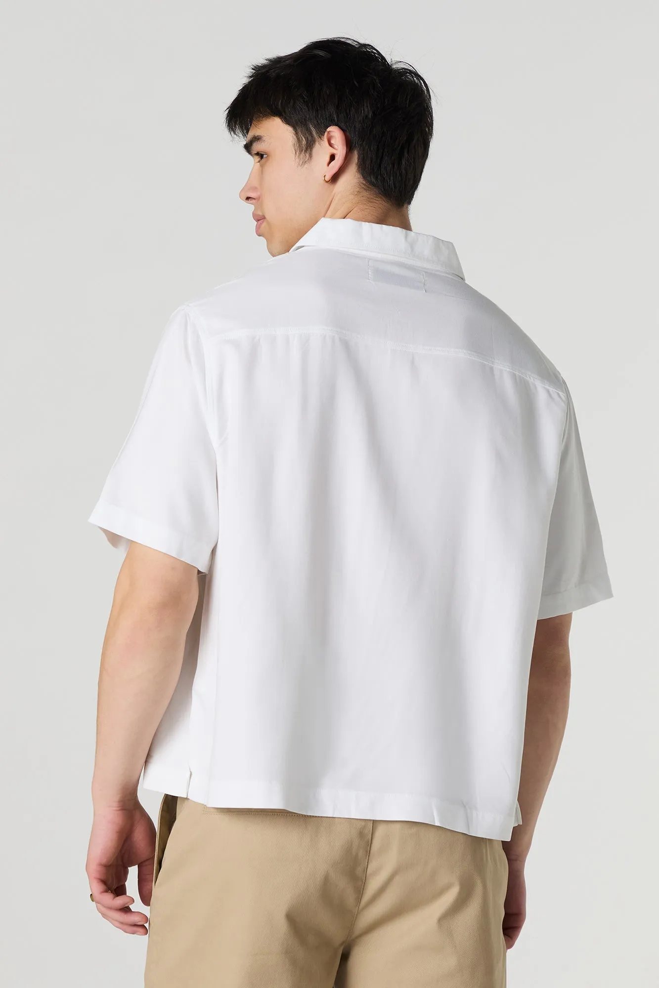 Boxy Button-Up Short Sleeve Top