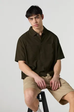 Boxy Button-Up Short Sleeve Top