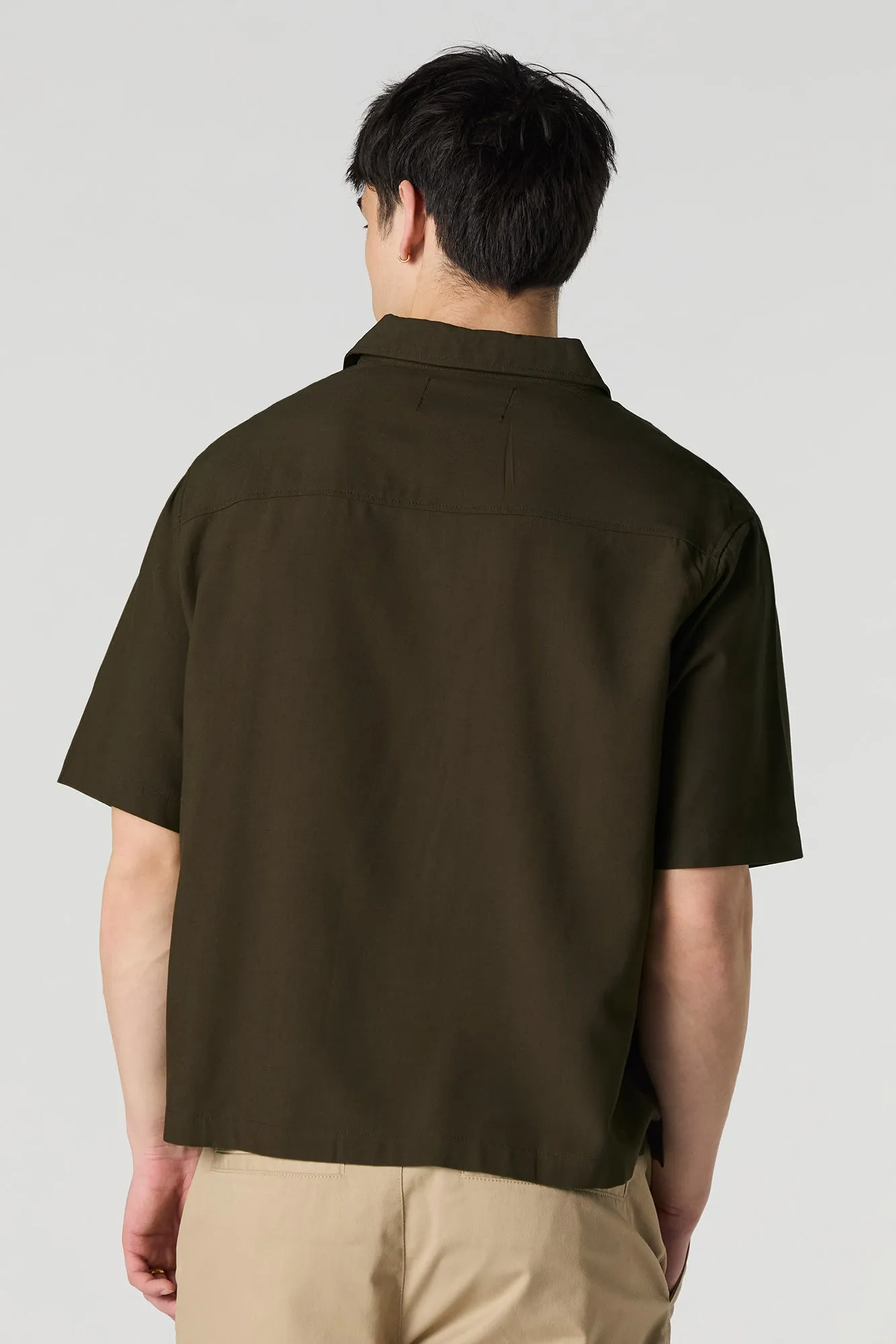Boxy Button-Up Short Sleeve Top