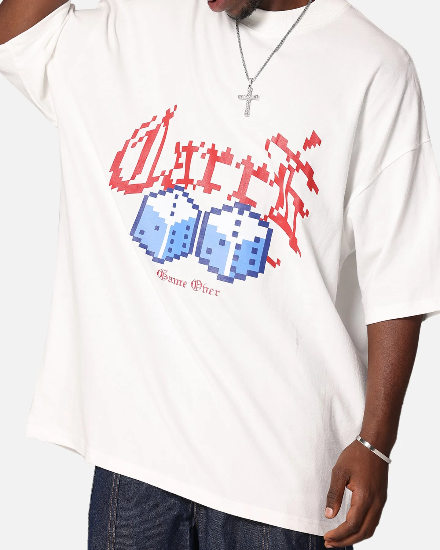 Carre Game Over Mock Neck T-Shirt Off White