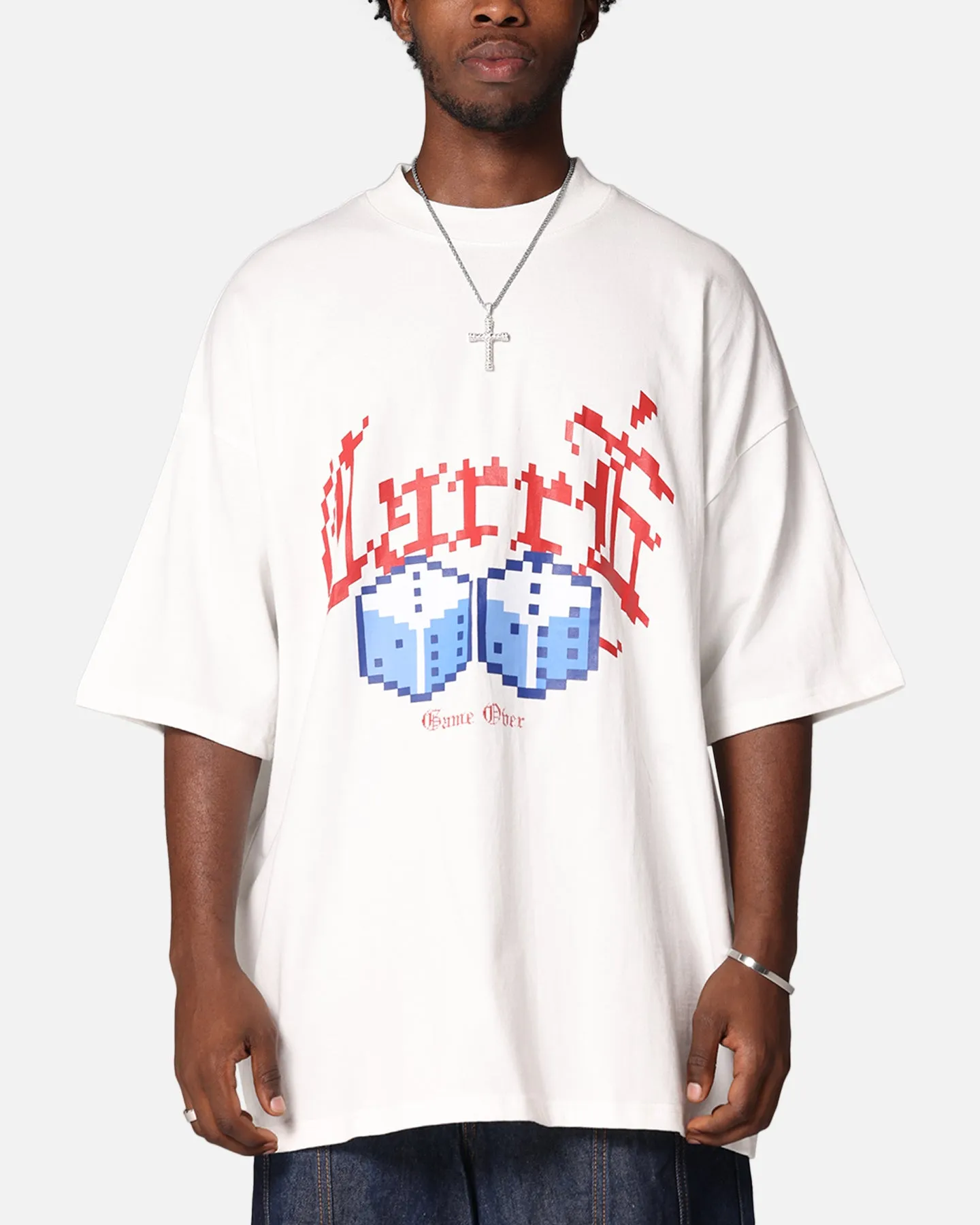 Carre Game Over Mock Neck T-Shirt Off White