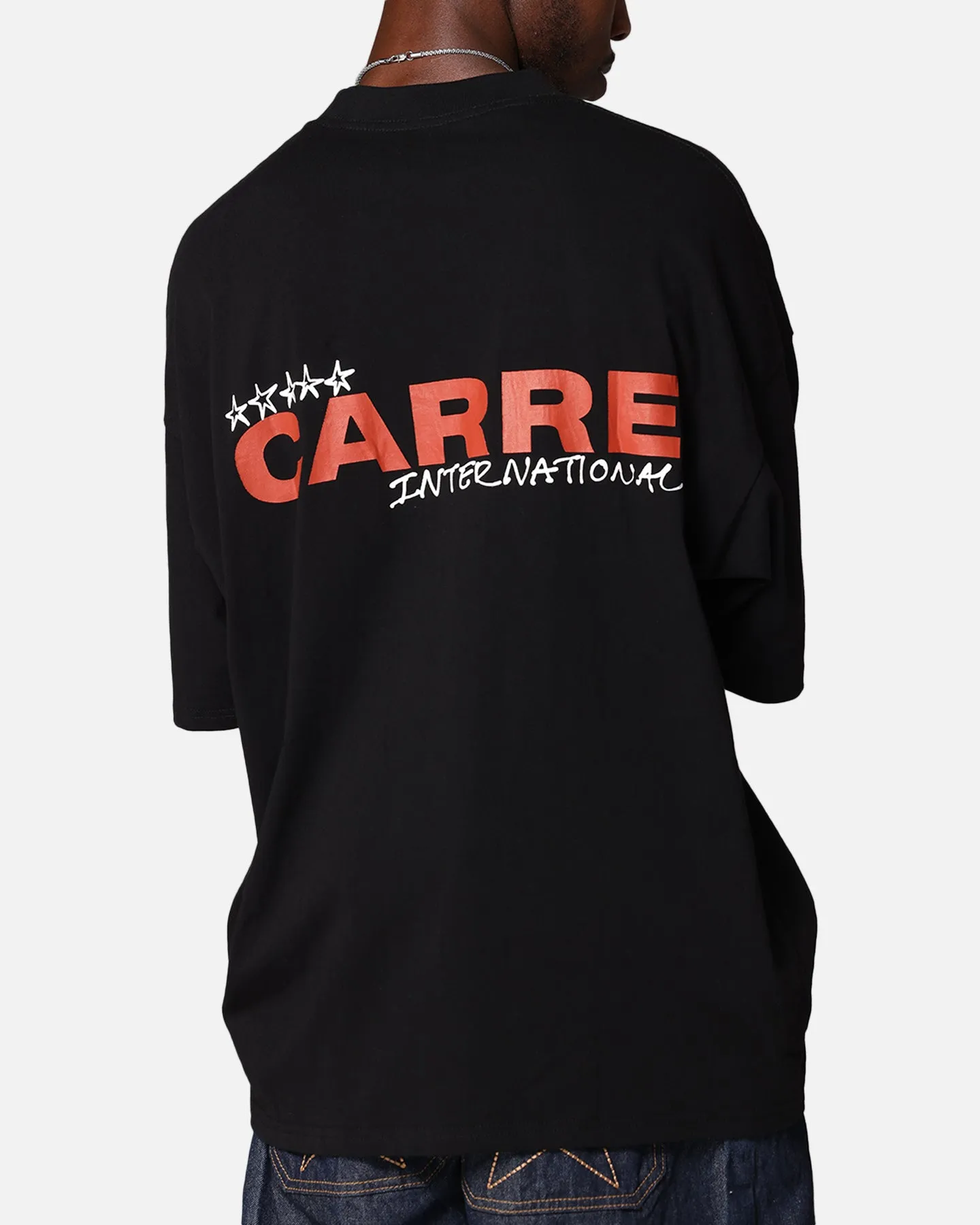 Carre Handdrawn Mock Neck T-Shirt Black