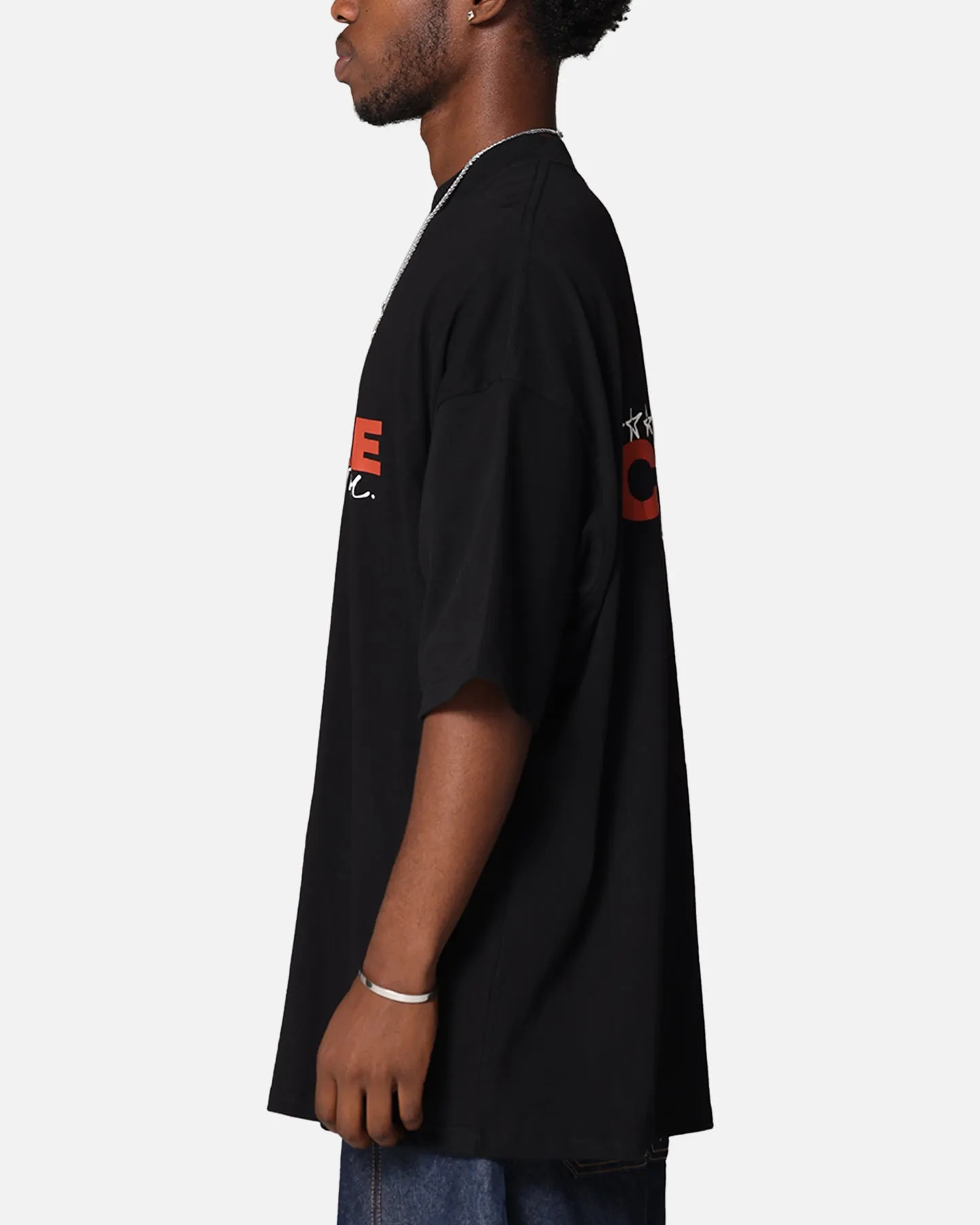Carre Handdrawn Mock Neck T-Shirt Black