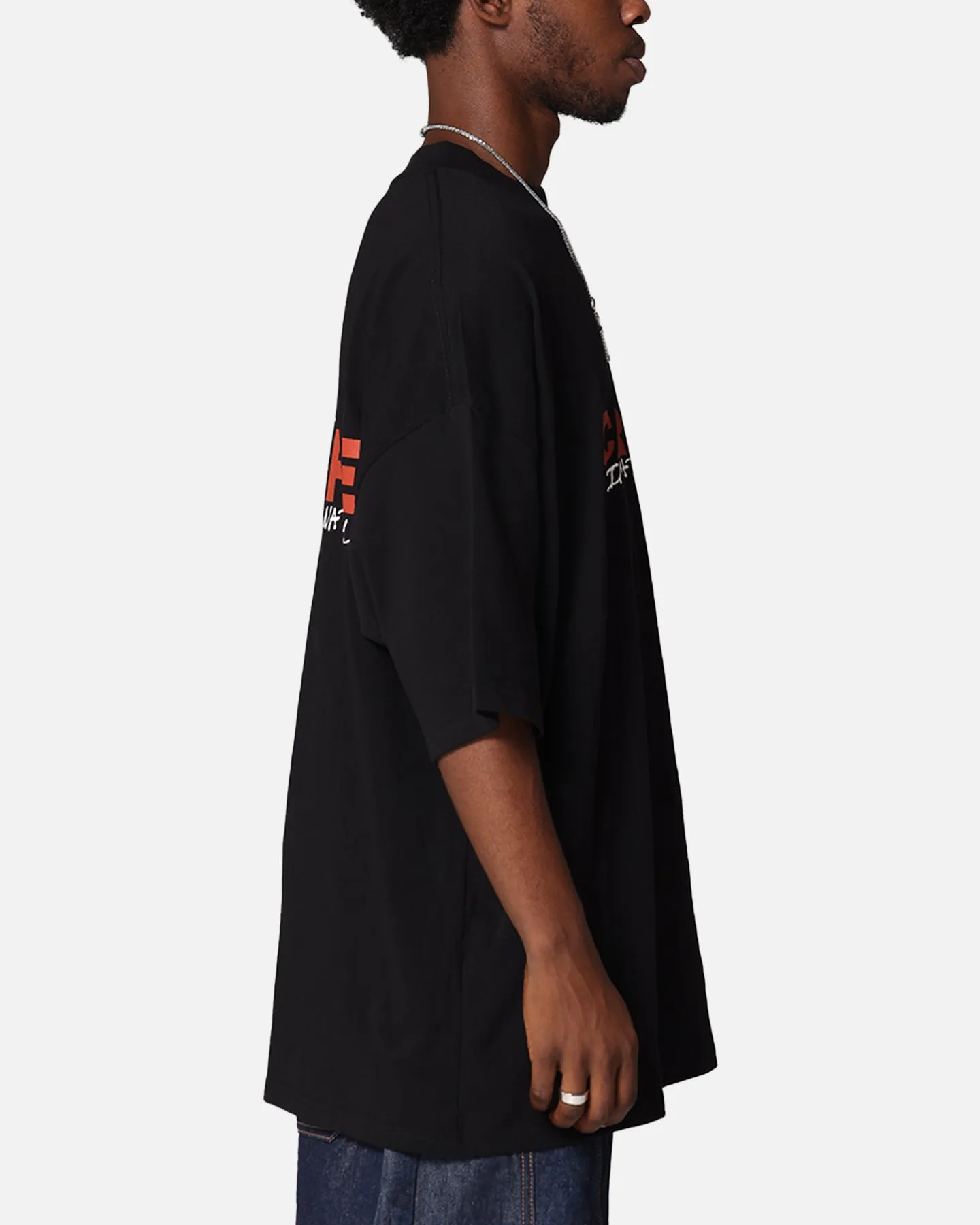 Carre Handdrawn Mock Neck T-Shirt Black