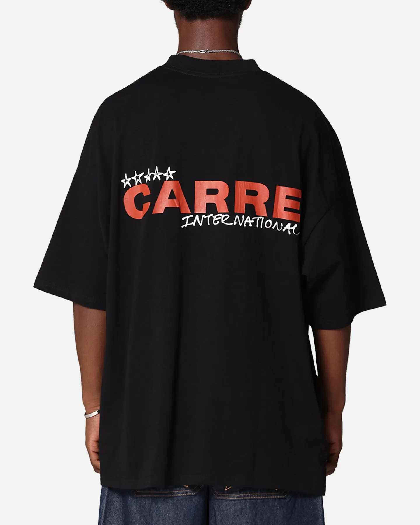 Carre Handdrawn Mock Neck T-Shirt Black