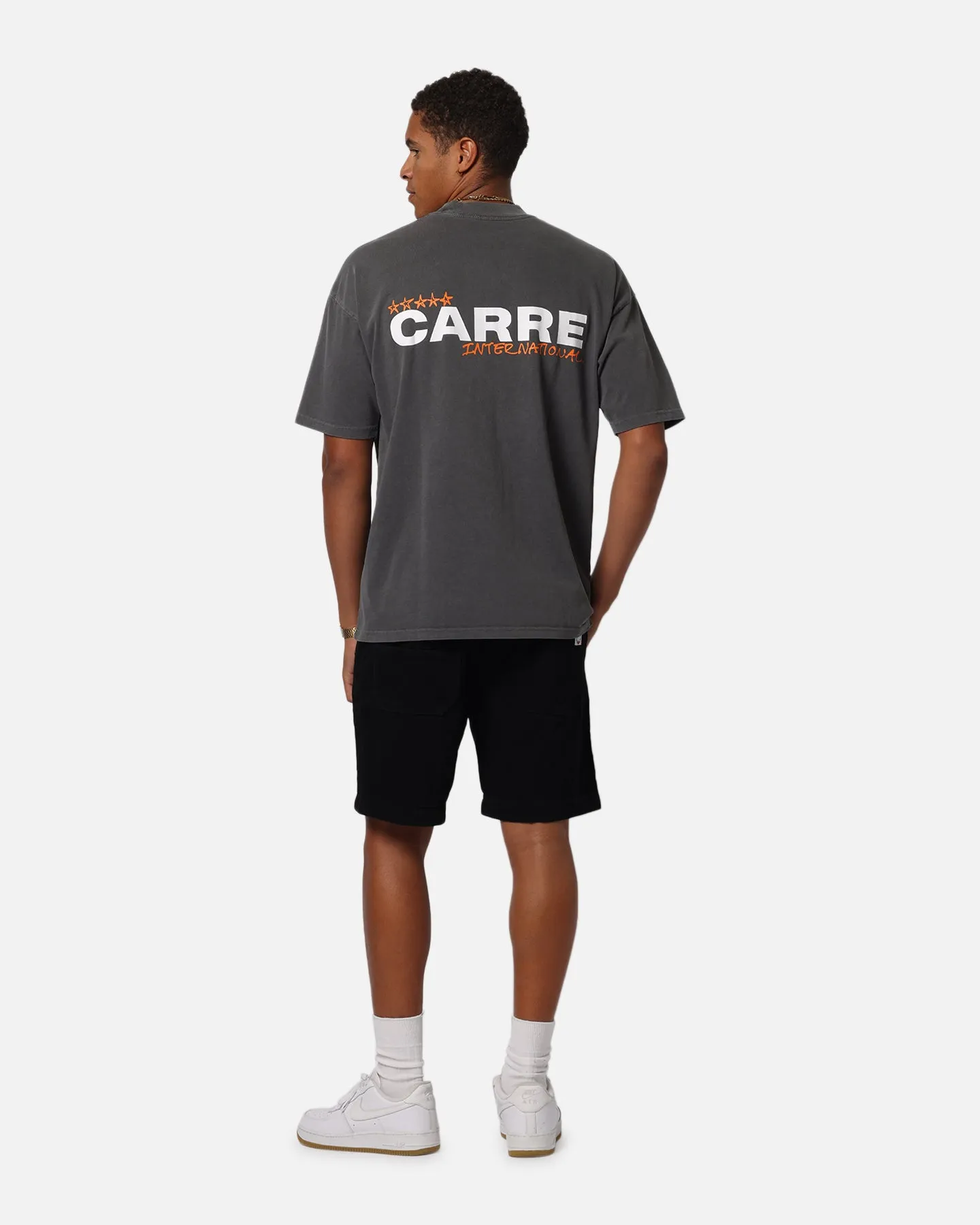 Carre Handdrawn Mock Neck T-Shirt Washed Charcoal