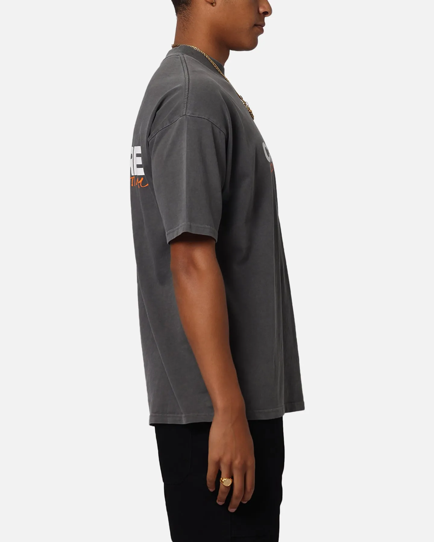 Carre Handdrawn Mock Neck T-Shirt Washed Charcoal