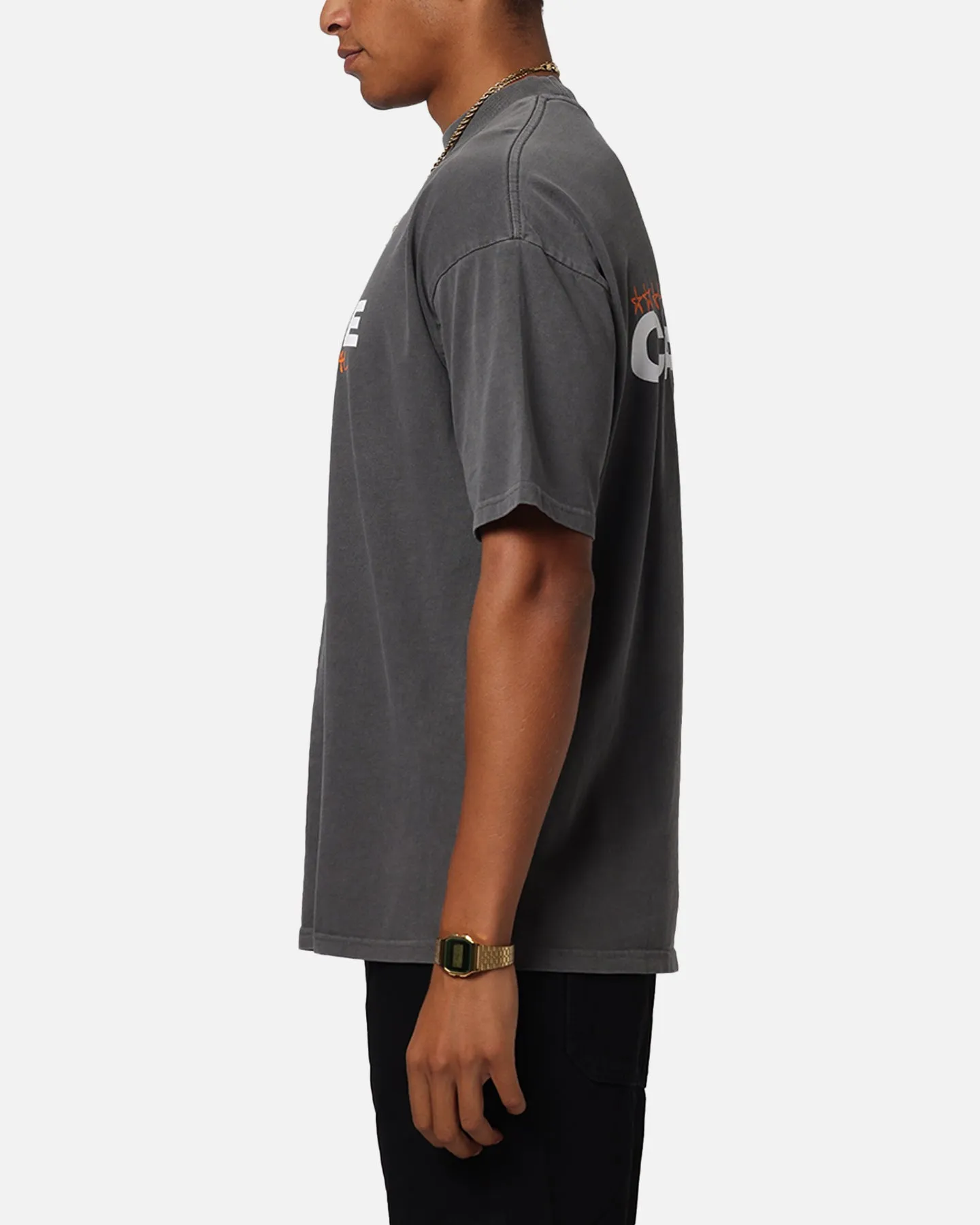 Carre Handdrawn Mock Neck T-Shirt Washed Charcoal