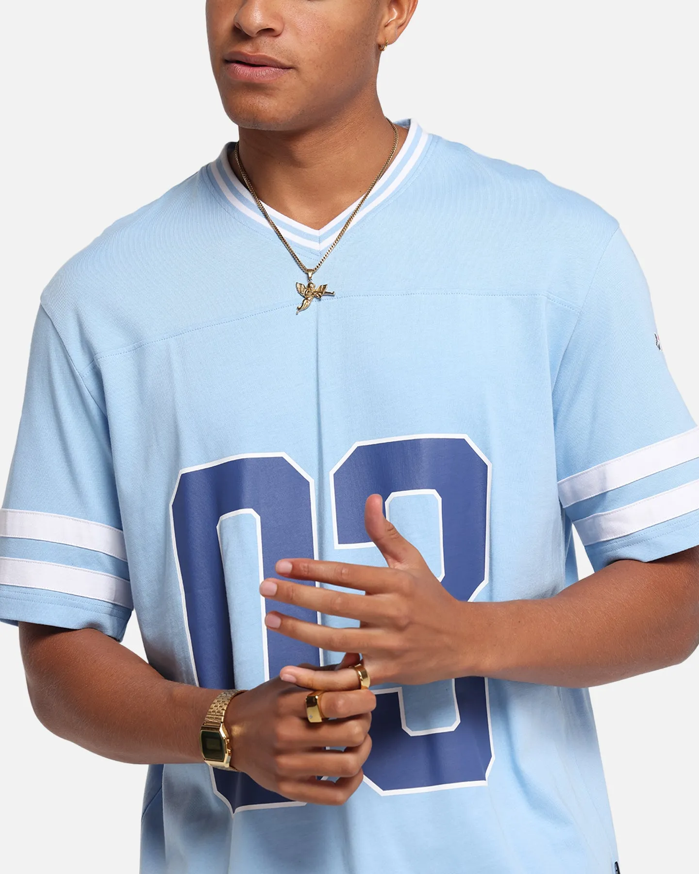 Carre Rose Football T-Shirt Light Blue