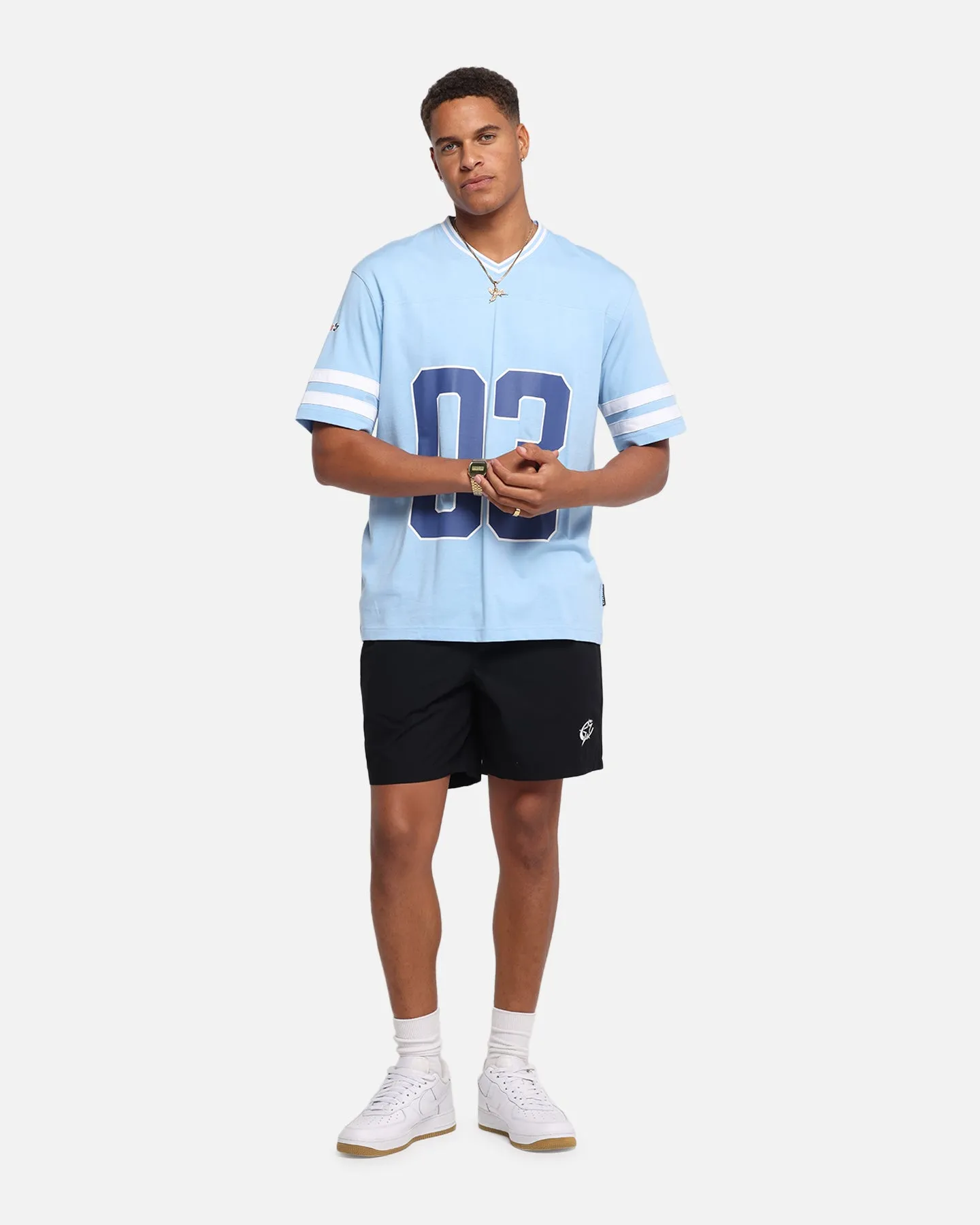 Carre Rose Football T-Shirt Light Blue