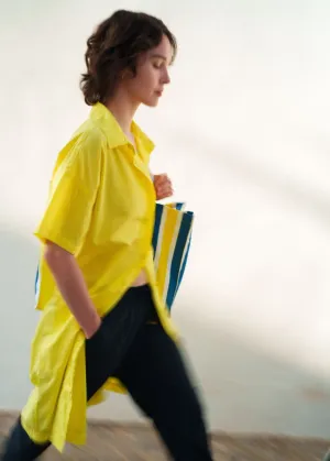 CORALIE - Oversized Shirt Dress with ¾ Sleeve | lightweight Cotton | 100% Cotton (YELLOW)