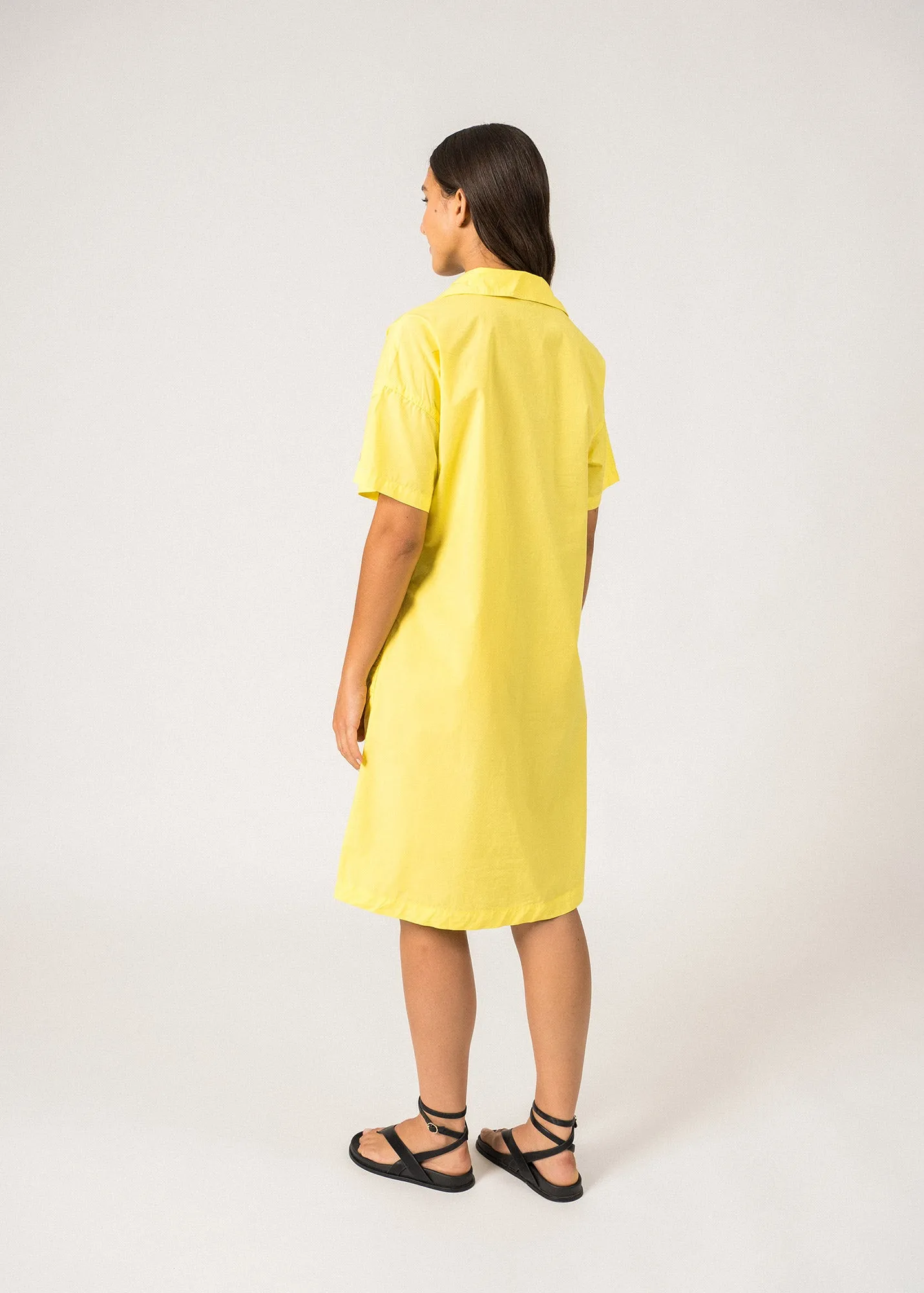 CORALIE - Oversized Shirt Dress with ¾ Sleeve | lightweight Cotton | 100% Cotton (YELLOW)
