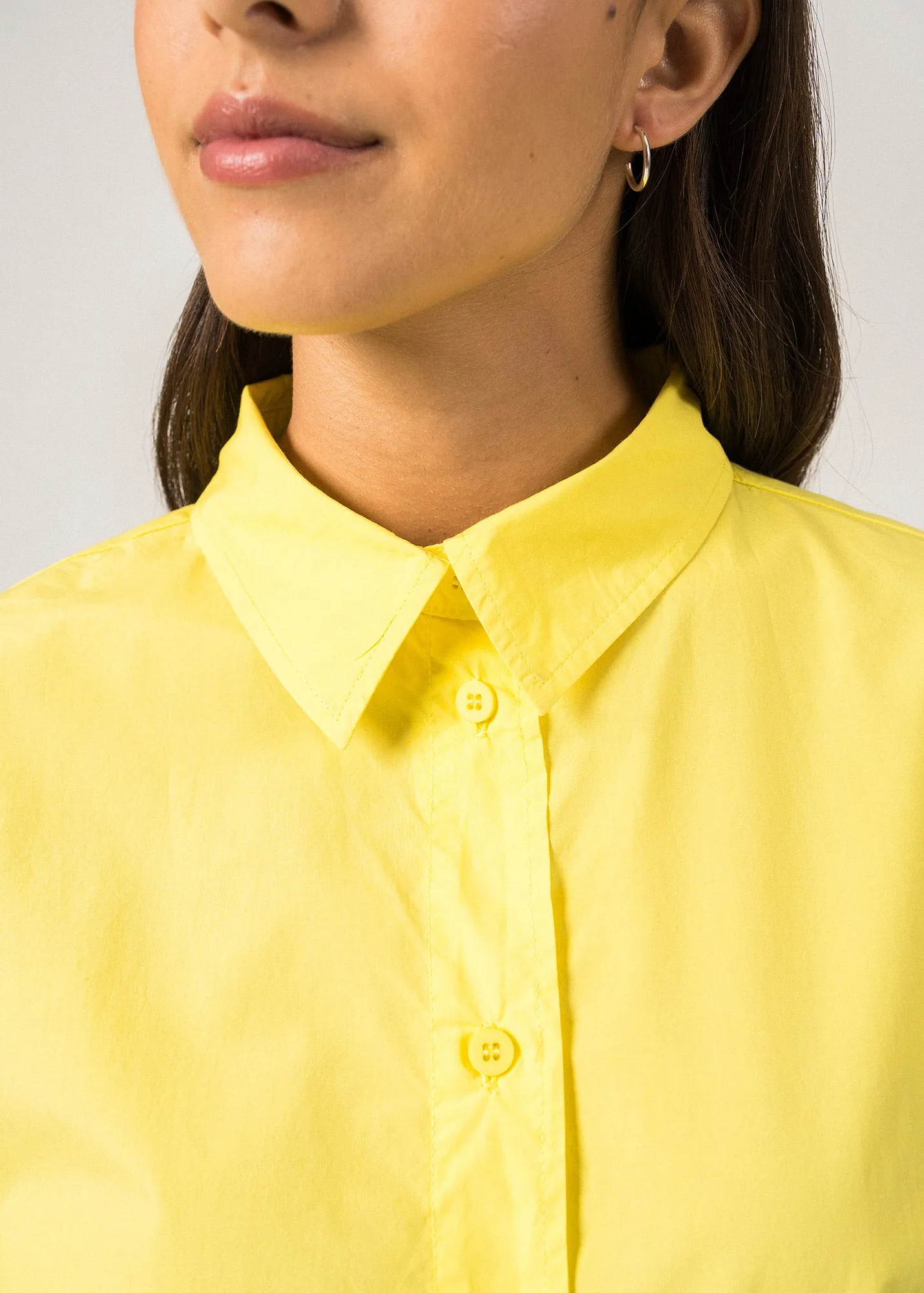 CORALIE - Oversized Shirt Dress with ¾ Sleeve | lightweight Cotton | 100% Cotton (YELLOW)