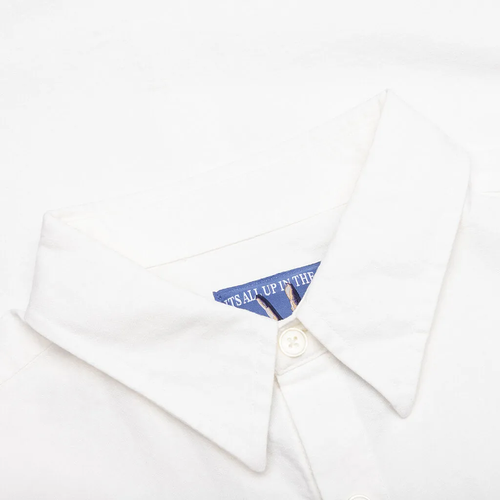 Embroidered Figures Button Up - White