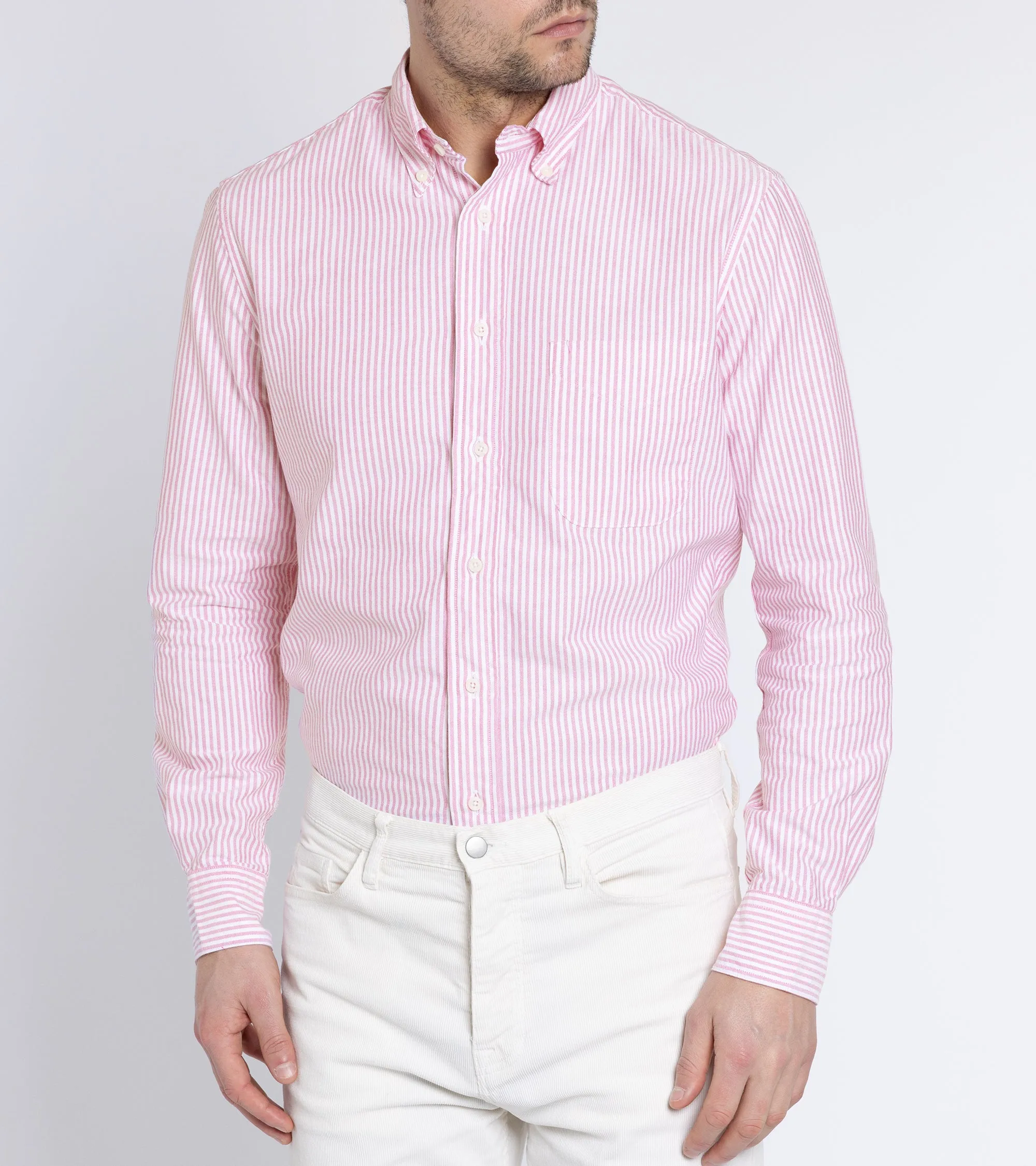 Gitman Vintage Spring Striped Oxford Button Down Shirt: Berry