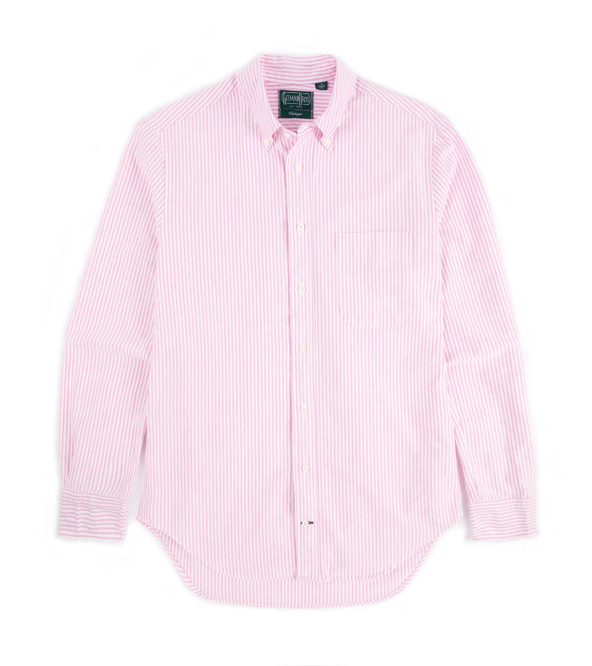 Gitman Vintage Spring Striped Oxford Button Down Shirt: Berry