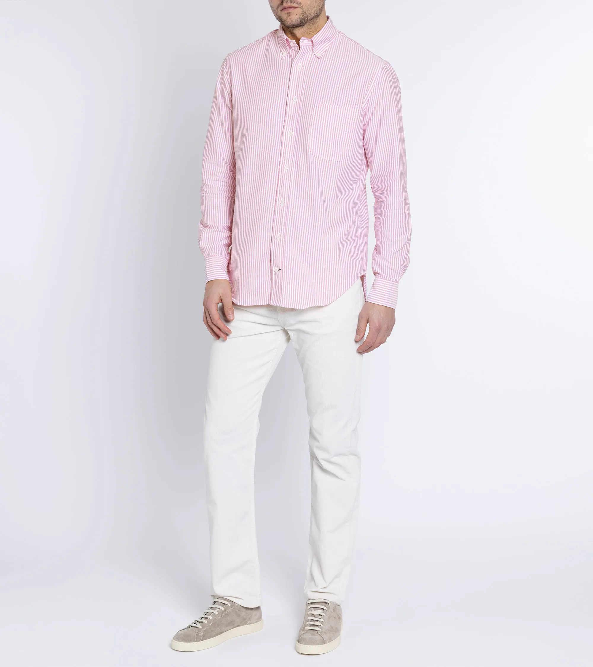Gitman Vintage Spring Striped Oxford Button Down Shirt: Berry
