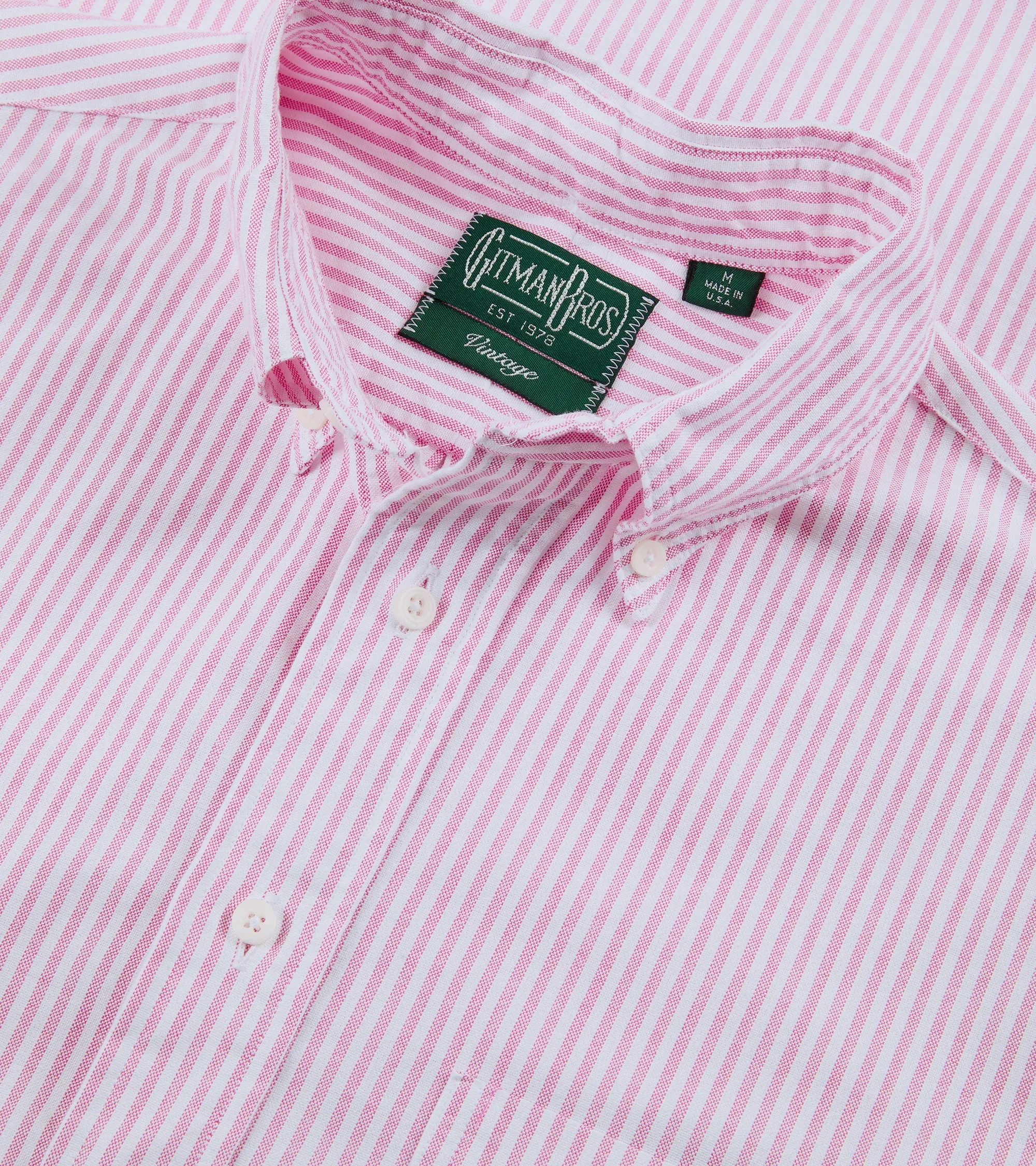 Gitman Vintage Spring Striped Oxford Button Down Shirt: Berry