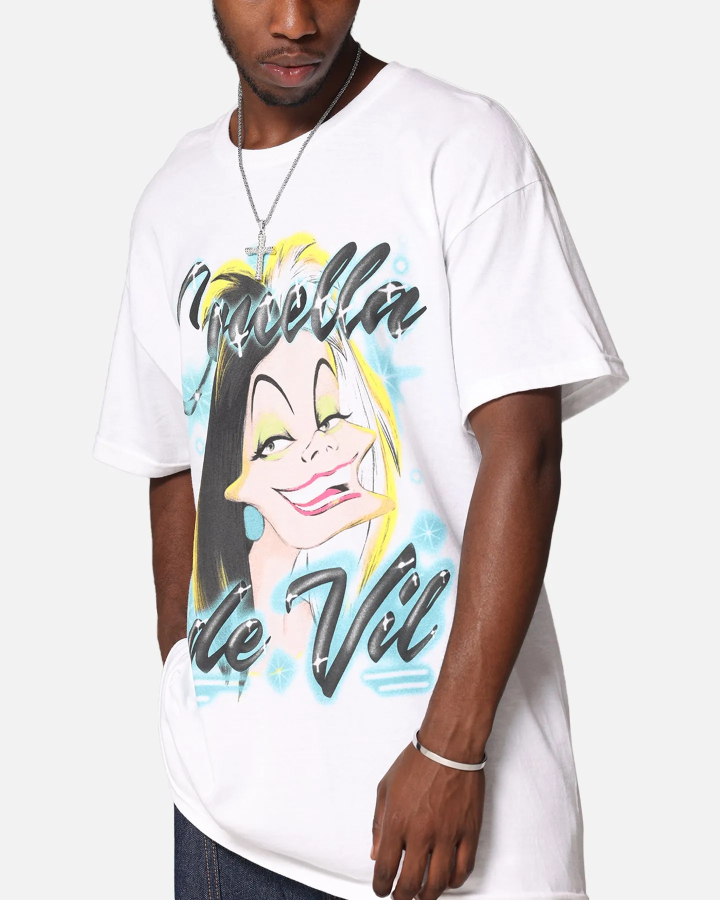 Goat Crew Disney Cruella De Vil Airbrush T-Shirt White