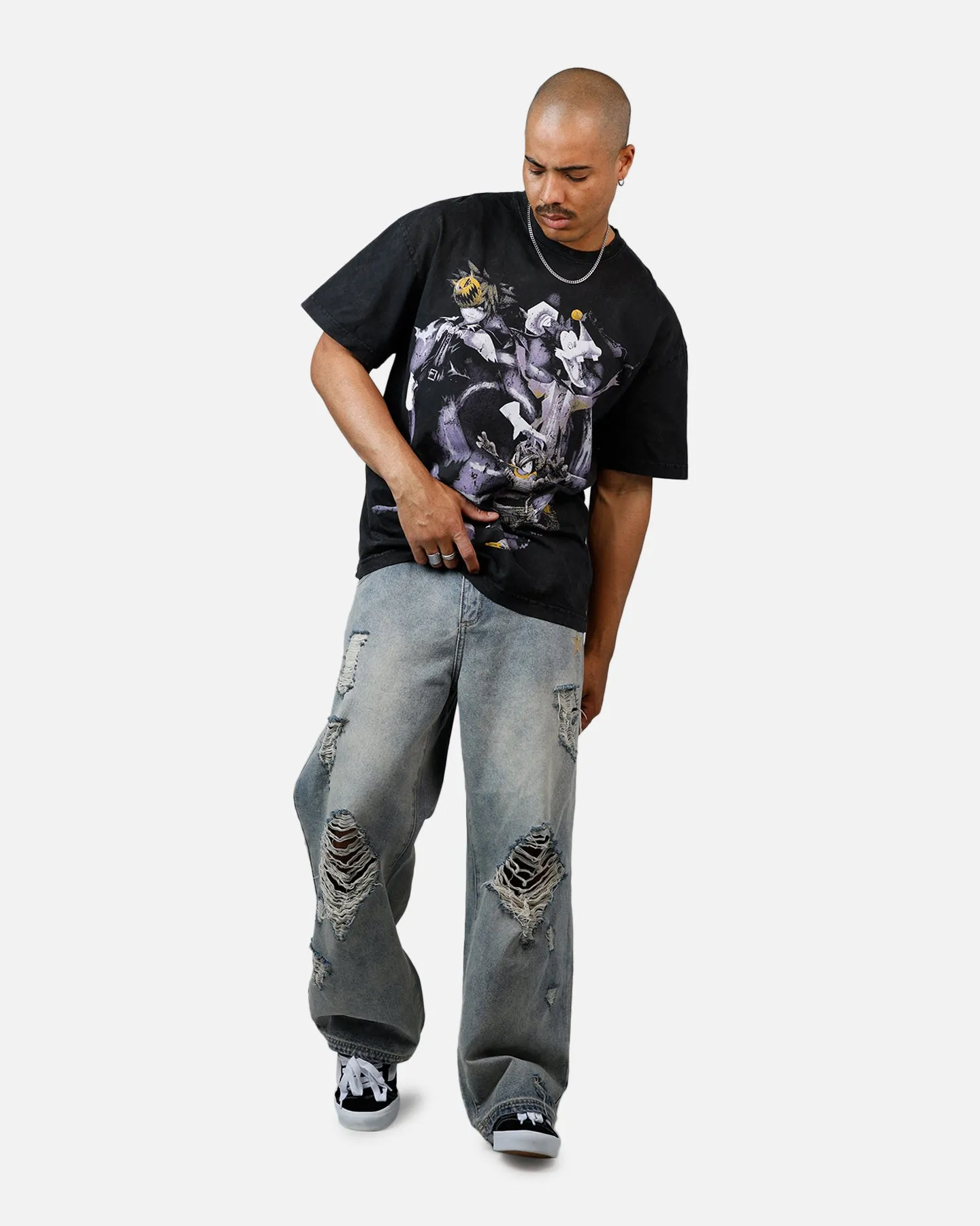 Goat Crew Disney Kingdom Hearts Halloween Town Heavyweight T-Shirt Black Acidwash